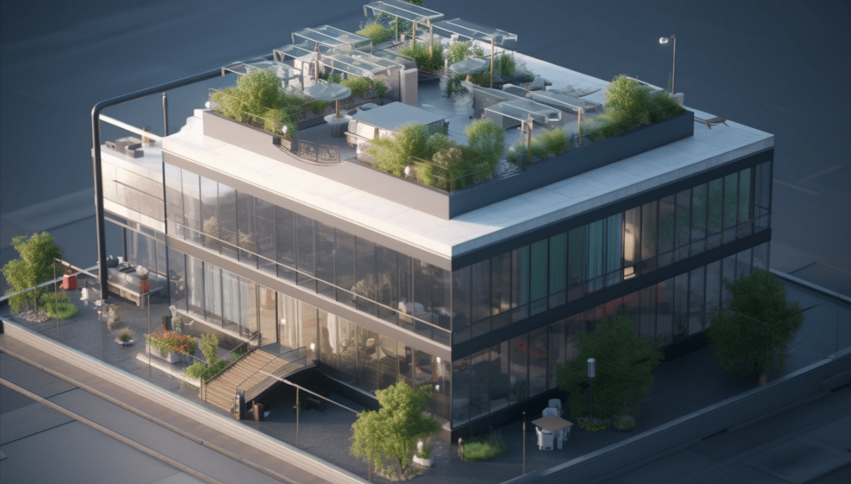 commercial building with roof garden