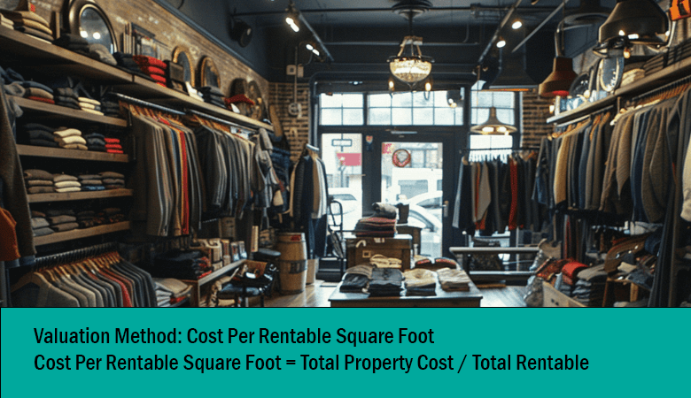 Cost per rentable square foot calculation using retail store example
