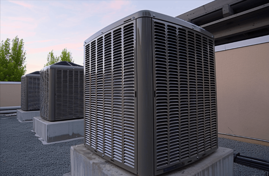 HVAC unit servicing a commercial building on the roof